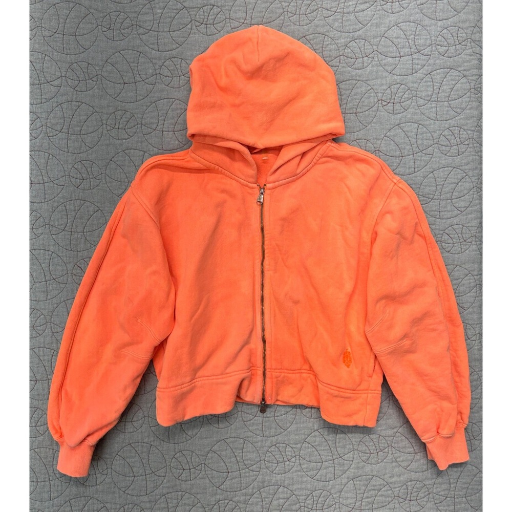 Free People Movement A Cut‎ Above Zip-Up Hoodie Orange Cropped / Womens Medium